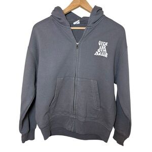 Zara| Kids Charcoal Gray Graphic Zip-Up Hoodie- Size 11-12 years